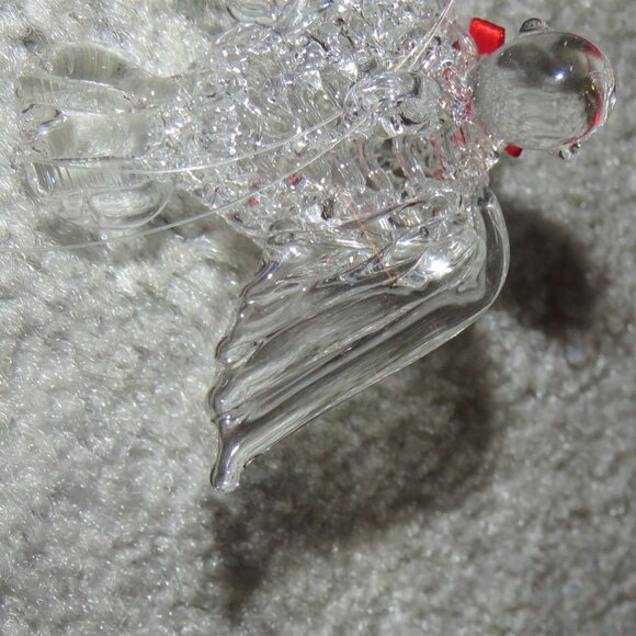 Vintage Clear Spun Glass Crystal Bird Hanging Christmas Holiday Ornament - Picture 4 of 11